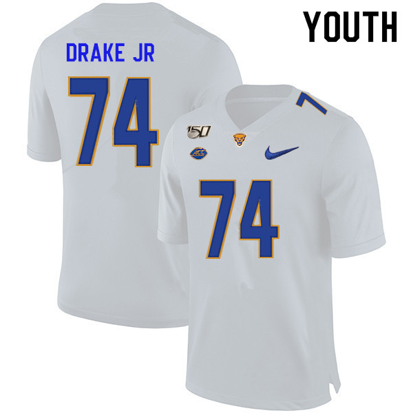 2019 Youth #74 Jerry Drake Jr. Pitt Panthers College Football Jerseys Sale-White